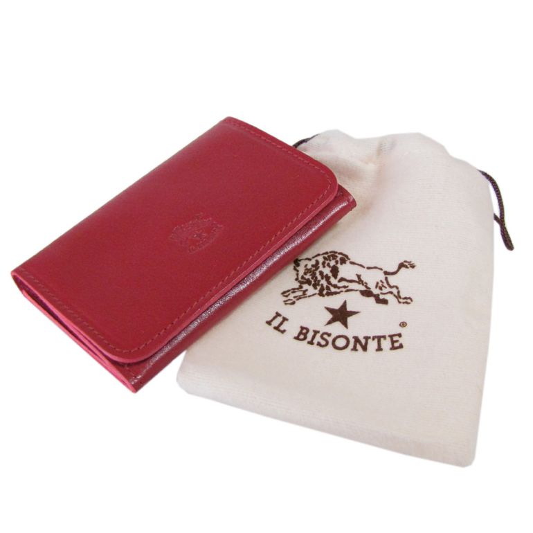 イルビゾンテ IL BISONTE カードケース メンズ レディース 名刺入れ バケッタレザー レッド C0470 P 245【スペシャルラッピング660円(別売り)】