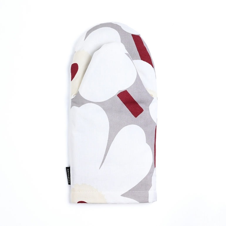 【刺しゅう名入れ可有料】マリメッコ marimekko ミトン Pieni Unikko ウニッコ ホワイト×グレー×ベージュ×ブラウン 73028 073028 915 北欧雑貨 北欧デザイン