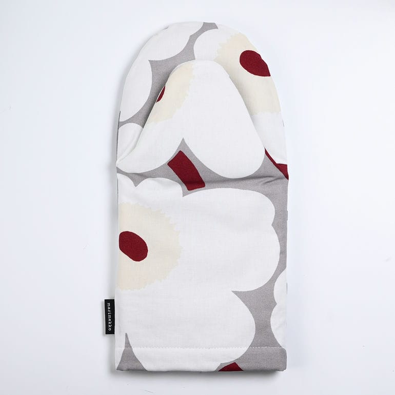 【刺しゅう名入れ可有料】マリメッコ marimekko ミトン Pieni Unikko ウニッコ ホワイト×グレー×ベージュ×ブラウン 73028 073028 915 北欧雑貨 北欧デザイン