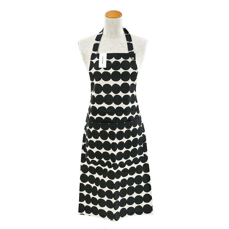 【刺しゅう名入れ可有料】マリメッコ marimekko エプロン Rasymatto ラシィマット ブラック 73645 073645 890 北欧雑貨 北欧デザイン<br>【スペシャルラッピング660円(別売り)】