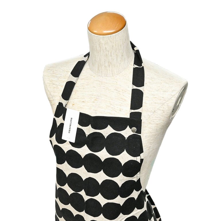 【刺しゅう名入れ可有料】マリメッコ marimekko エプロン Rasymatto ラシィマット ブラック 73645 073645 890 北欧雑貨 北欧デザイン<br>【スペシャルラッピング660円(別売り)】