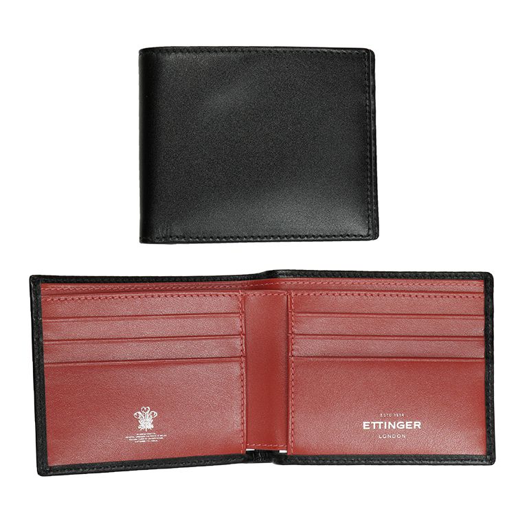 エッティンガー Ettinger 二つ折り財布 小銭入れなし メンズ ロイヤルコレクション バイカラー ブラック レッド St030cjr Red 名 入れ可有料 Ettinger 財布 折り財布 エイレベル公式通販 ブランド品をお求めやすく提供