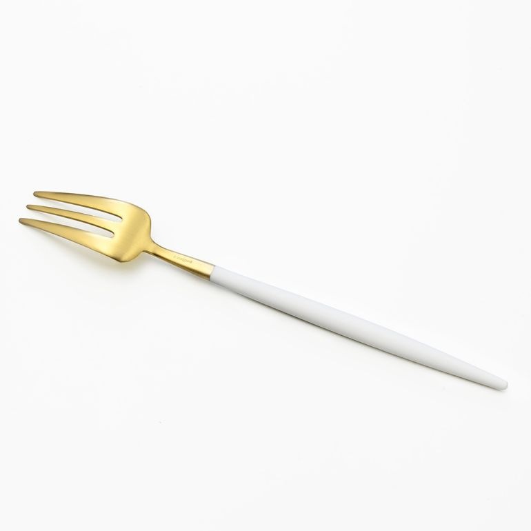クチポール Cutipol GOA ゴア ホワイト×ゴールド ケーキフォーク ペストリーフォーク 17cm GO.24 W GB 名入れ可有料 洋食器