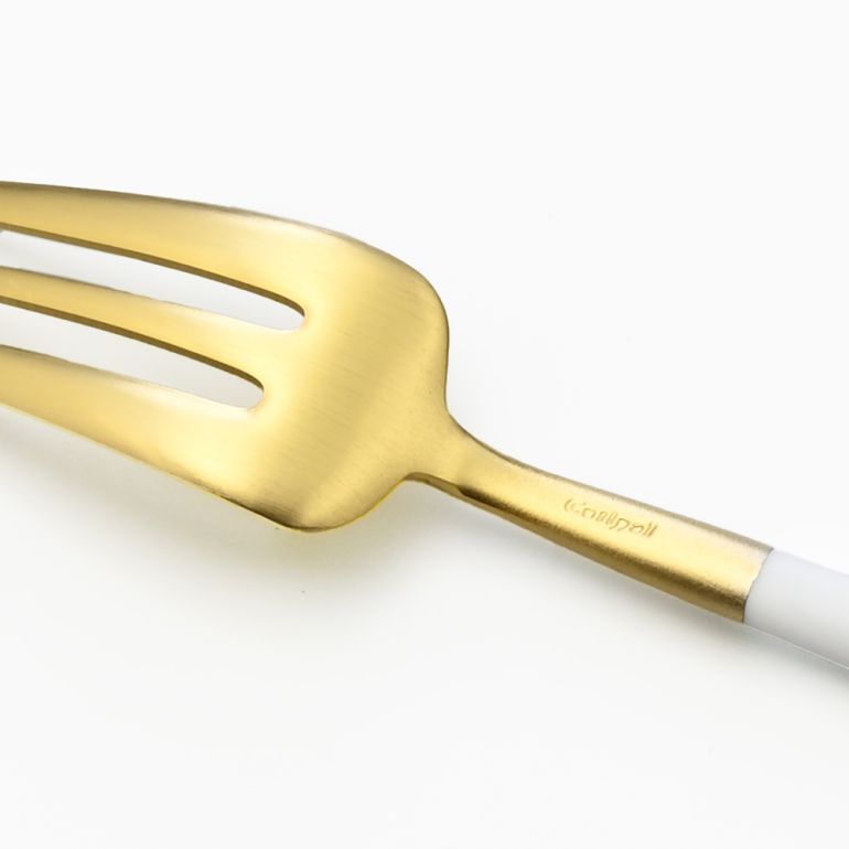 クチポール Cutipol GOA ゴア ホワイト×ゴールド ケーキフォーク ペストリーフォーク 17cm GO.24 W GB 名入れ可有料 洋食器