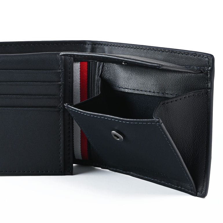 【名入れ可有料】高品質ヨーロッパ輸入モデル トミーヒルフィガー TOMMY HILFIGER 二つ折り財布 小銭入れ付 フラップタイプ CORP CC FLAP AND COIN ブラック AM0AM13246 BDS BLACK ウォレット 折財布【スペシャルラッピング660円(別売り)】