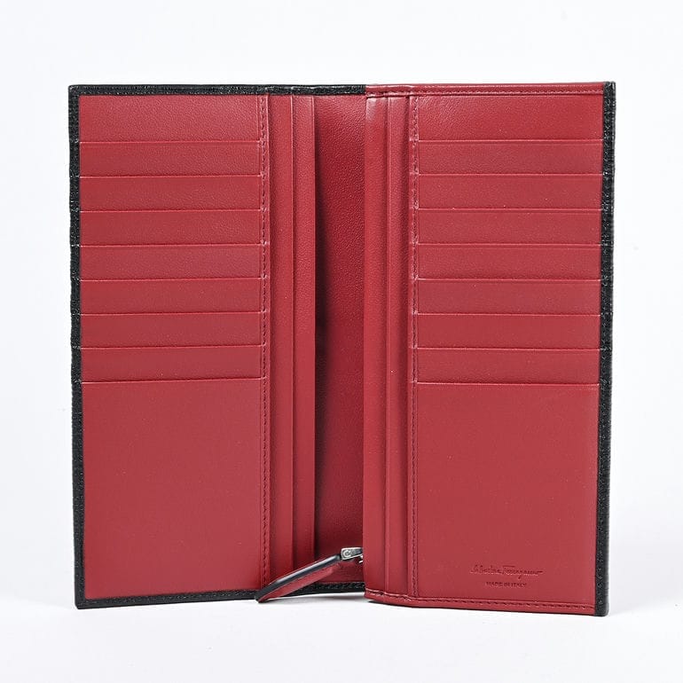 【スペシャルラッピング付き】フェラガモ Salvatore Ferragamo サルヴァトーレフェラガモ 長財布 メンズ ブラック×レッド 686018 66A069 007 箔押し名入れ可有料 【スペシャルラッピング660円(別売り)】