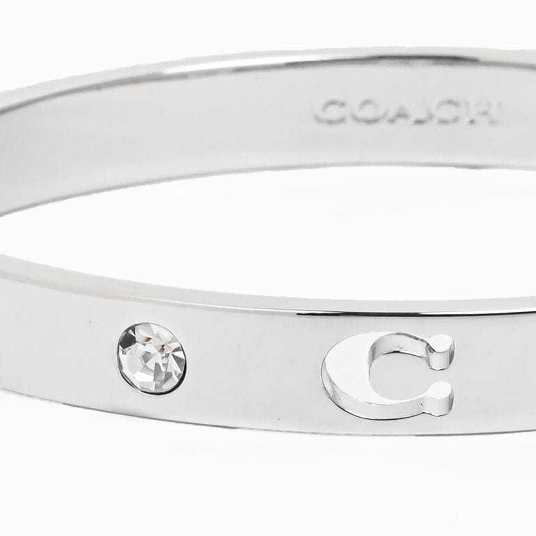 コーチ COACH バングル ブレスレット Cロゴ クリスタル レディース クリア シルバー 440616RHO030 ジュエリー アクセサリー<br>【スペシャルラッピング660円(別売り)】