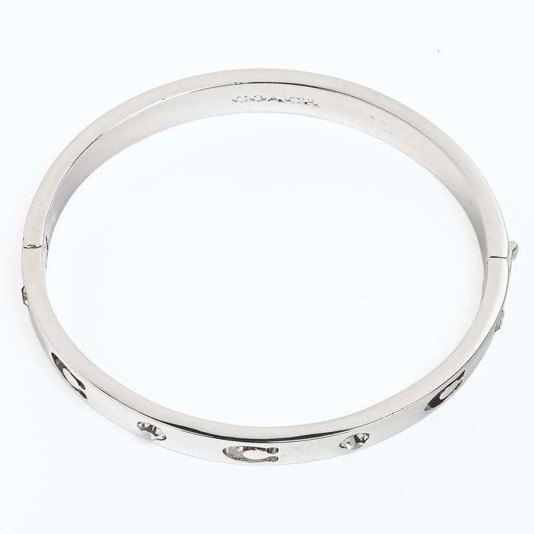 コーチ COACH バングル ブレスレット Cロゴ クリスタル レディース クリア シルバー 440616RHO030 ジュエリー アクセサリー<br>【スペシャルラッピング660円(別売り)】