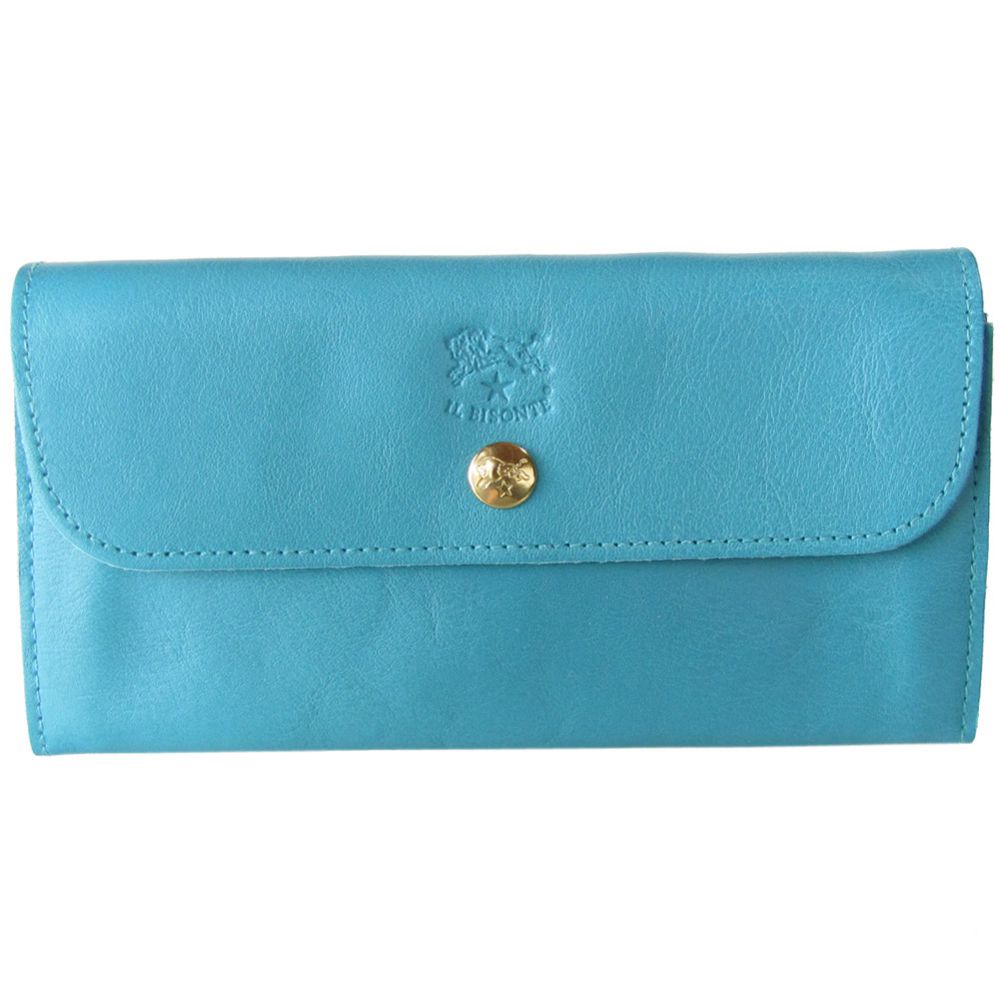 イルビゾンテ IL BISONTE 財布 長財布 メンズ レディース バケッタレザー ターコイズ ライトブルー ゴールド C0842 EP 954 【スペシャルラッピング660円(別売り)】