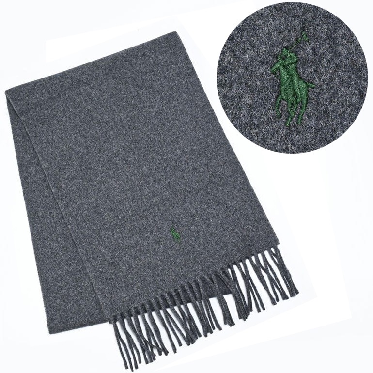 未使用❤️ローレンラルフローレン❤️ふわふわマフラー❤️スパンコール　ダークグレー ポロラルフローレン マフラー リバーシブル ユニセックス メンズ