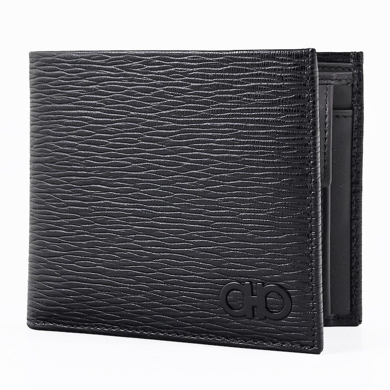 【スペシャルラッピング付き】フェラガモ Salvatore Ferragamo サルヴァトーレフェラガモ 二つ折り財布 メンズ ブラック 733323 66A065 021 箔押し名入れ可有料 【スペシャルラッピング660円(別売り)】