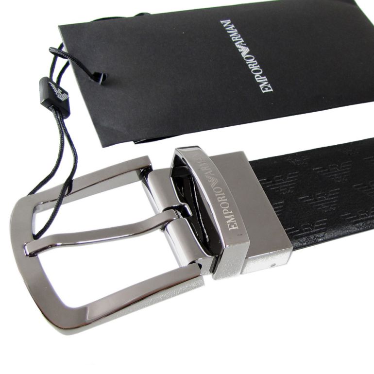 エンポリオ アルマーニ EMPORIO ARMANI ベルト メンズ ブラック 幅3.5cm ストリンガシステム対応 リバーシブル Y4S074 YKL2J 88001【スペシャルラッピング660円(別売り)】