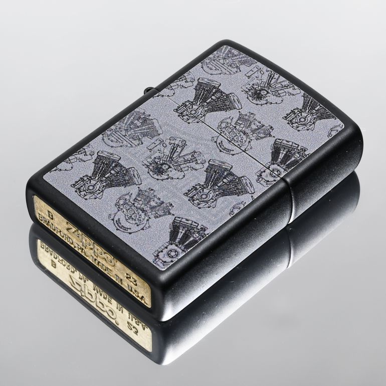 ZIPPO ジッポー ライター ジッポ ハーレーダビッドソン エンジン マットブラック 48600 喫煙具 煙草 たばこ 名入れ可有料<br>ネコポス限定