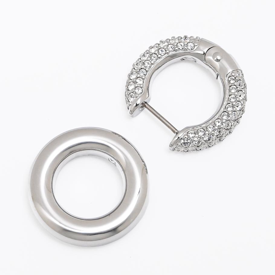 Swarovski スワロフスキー Dextera フープピアス シルバー Dextera フープピアス, アシンメトリーデザイン, インター