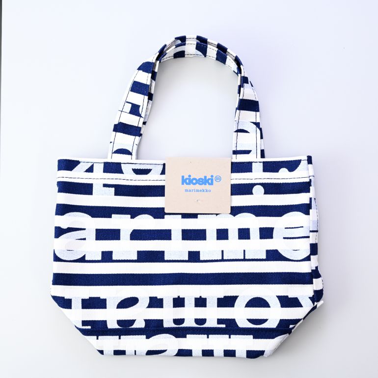 マリメッコ marimekko トートバッグ レディース Pieni Ahkera Tasa Logo ダークブルー×オフホワイト 091398 150 北欧雑貨 北欧デザイン