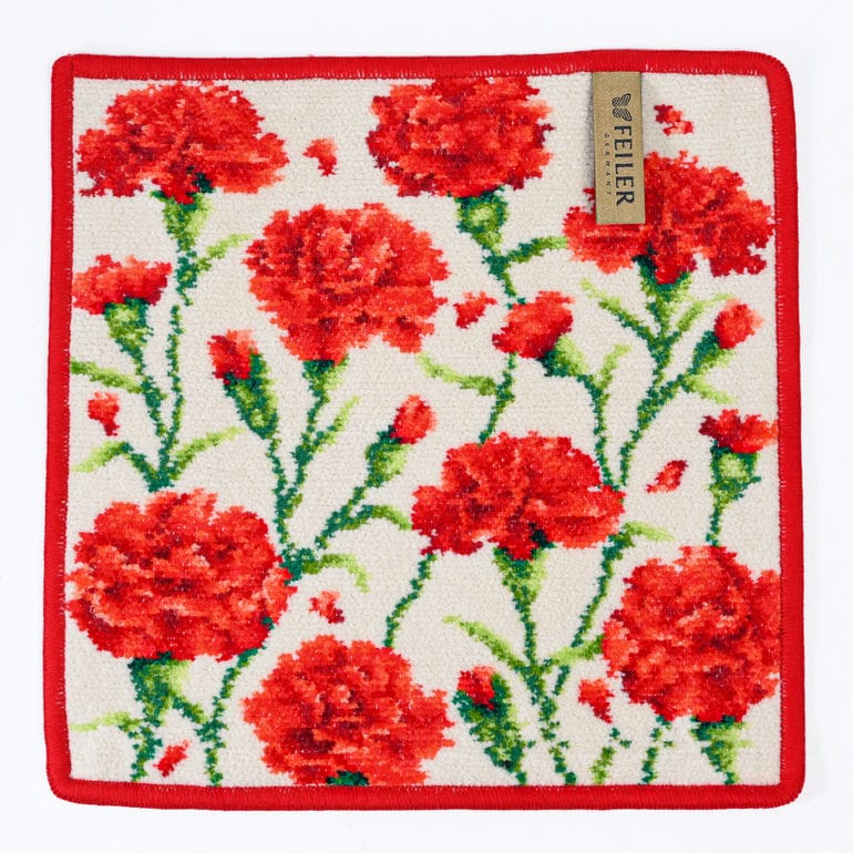 【刺しゅう名入れ可有料】フェイラー FEILER ハンカチ ハンドタオル 25cm レディース レッドカーネーション ネコポス限定 送料無料<br>【スペシャルラッピング660円(別売り)】