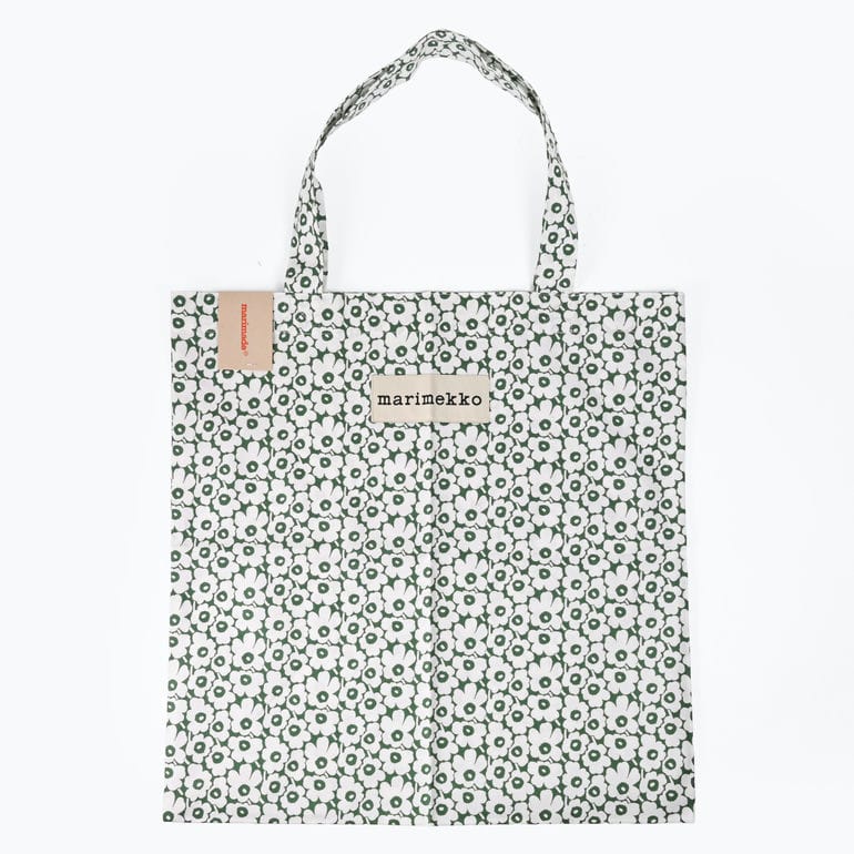 【名入れ可有料】マリメッコ marimekko トートバッグ Unikko ピクイネン ウニッコ グリーン ファブリック レディース 北欧雑貨 北欧デザイン ネコポス限定<br>【スペシャルラッピング660円(別売り)】