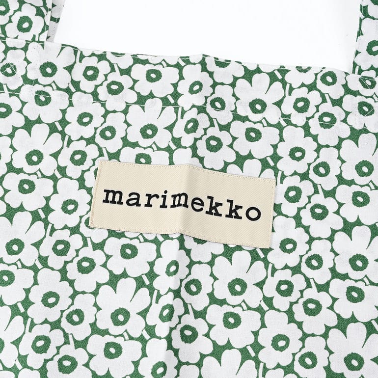 【名入れ可有料】マリメッコ marimekko トートバッグ Unikko ピクイネン ウニッコ グリーン ファブリック レディース 北欧雑貨 北欧デザイン ネコポス限定<br>【スペシャルラッピング660円(別売り)】