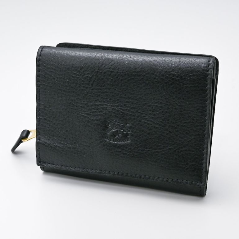 イルビゾンテ IL BISONTE 財布 三つ折り財布 メンズ レディース カウハイドレザー ブラック SMW036PV0005BK110B SMW036PV0005BK110B 箔押し名入れ可有料【スペシャルラッピング660円(別売り)】