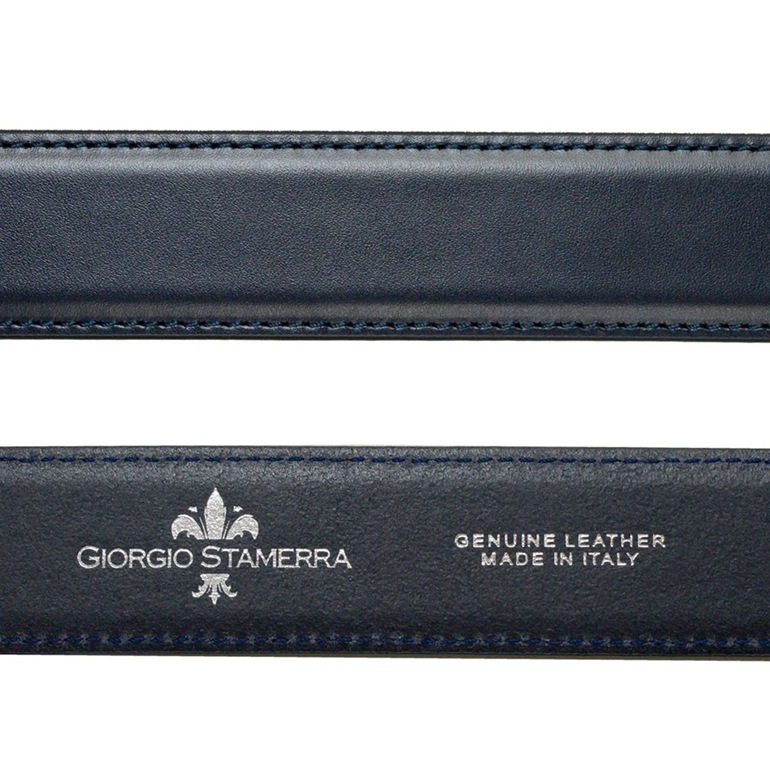 幅3.5cm ウエスト97cmまで ストリンガ(替えベルト) ブライドルレザー ネイビー 名入れ可有料 工賃別売り 【ジョルジオスタメッラ】