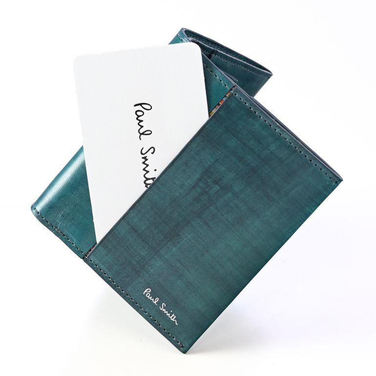 ポールスミス Paul Smith 二つ折り財布 メンズ ブラッシュストローク ティール 7510/KBRUSH 40 Made in ITALY 【スペシャルラッピング660円(別売り)】