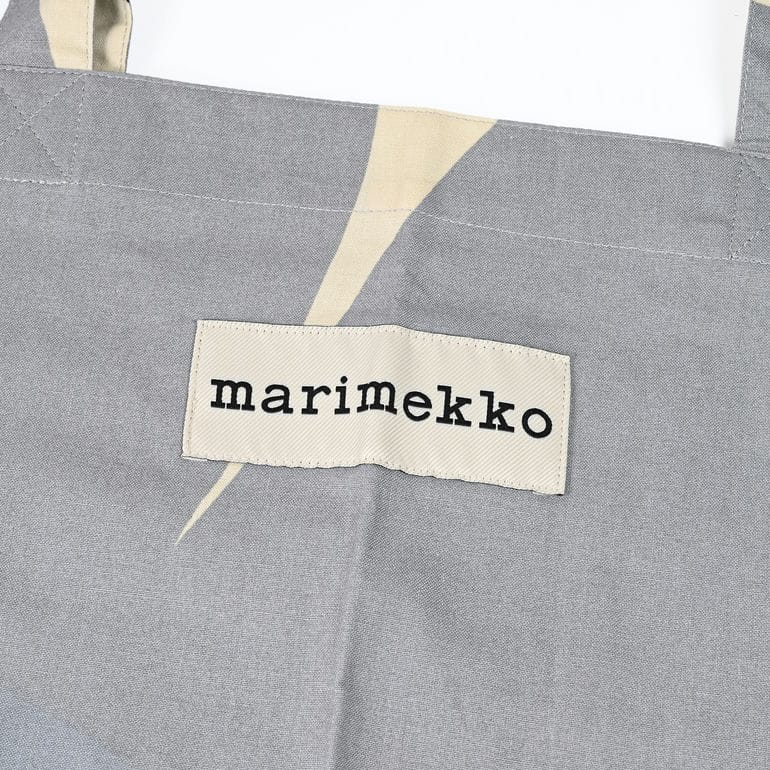 【名入れ可有料】マリメッコ marimekko トートバッグ Unikko ウニッコ グレー ブルー ファブリック レディース 北欧雑貨 北欧デザイン ネコポス限定<br>【スペシャルラッピング660円(別売り)】