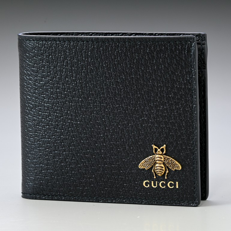 グッチ GUCCI 財布 二つ折り財布 メンズ メタル ビー アニマリエ ブラック 522915 DJ20T 1000 名入れ可有料 【スペシャルラッピング660円(別売り)】