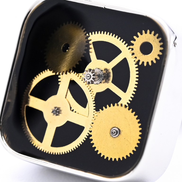 モンアート MONART カフス メンズ カフリンクス カフスボタン ギア(歯車) スクエア型 シルバー ブラック CONCORD SPK B1 Made in Italy 名入れ可有料 正規代理店