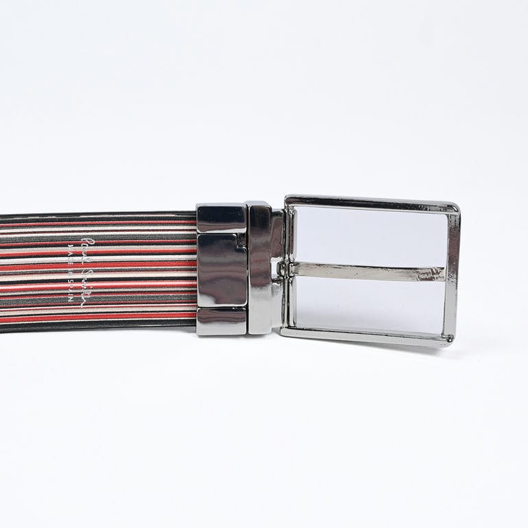 ポールスミス Paul Smith ベルト リバーシブル ロゴ シグネチャー メンズ ブラック×ストライプ 7738 AMUBEL 79 英国