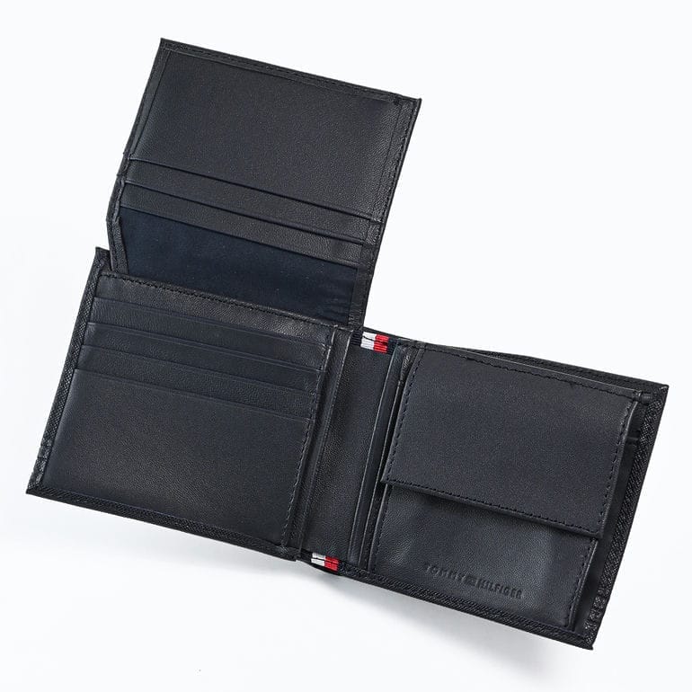 【名入れ可有料】高品質ヨーロッパ輸入モデル トミーヒルフィガー TOMMY HILFIGER 二つ折り財布 小銭入れ付 フラップタイプ BUSINESS CC FLAP AND COIN ブラック AM0AM13260 BDS BLACK ウォレット 折財布【スペシャルラッピング660円(別売り)】