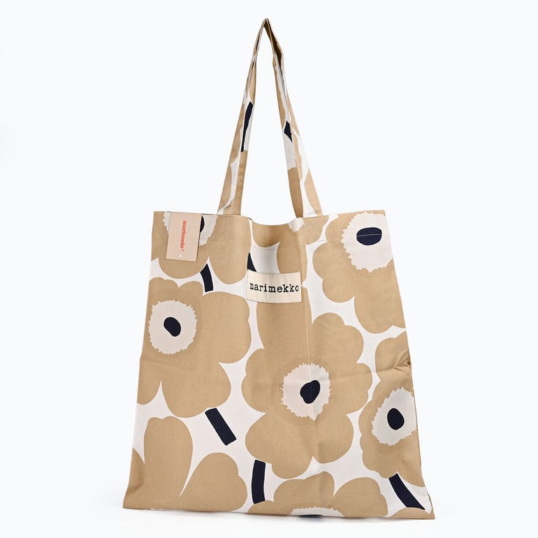 【名入れ可有料】マリメッコ marimekko トートバッグ Unikko ウニッコ ベージュ ファブリック レディース 北欧雑貨 北欧デザイン ネコポス限定<br>【スペシャルラッピング660円(別売り)】