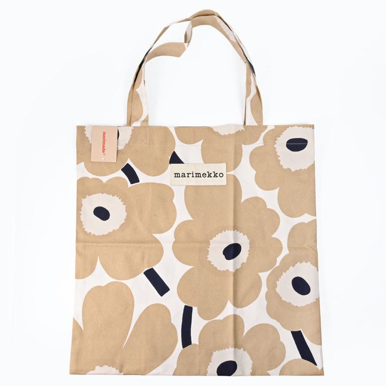 【名入れ可有料】マリメッコ marimekko トートバッグ Unikko ウニッコ ベージュ ファブリック レディース 北欧雑貨 北欧デザイン ネコポス限定<br>【スペシャルラッピング660円(別売り)】
