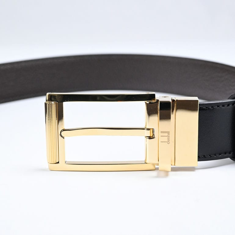 ダンヒル dunhill ベルト 30mm 105サイズ リバーシブル レクタンギュラー ローラーバックル スムースレザー メンズ ブラック×ダークブラウン 23F4T41SG001 105 名入れ可有料<br>【スペシャルラッピング660円(別売り)】