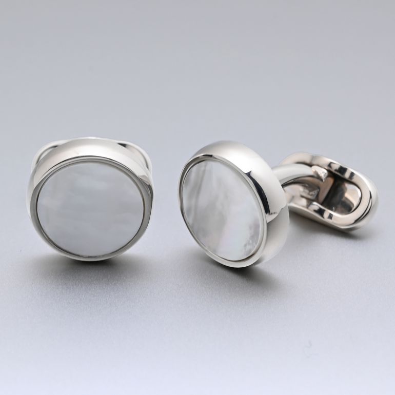 モンアート MONART カフス メンズ カフリンクス カフスボタン ラウンド型 シルバー マザーオブパール AGRI SP RGC A Made in Italy 名入れ可有料 半貴石 正規代理店