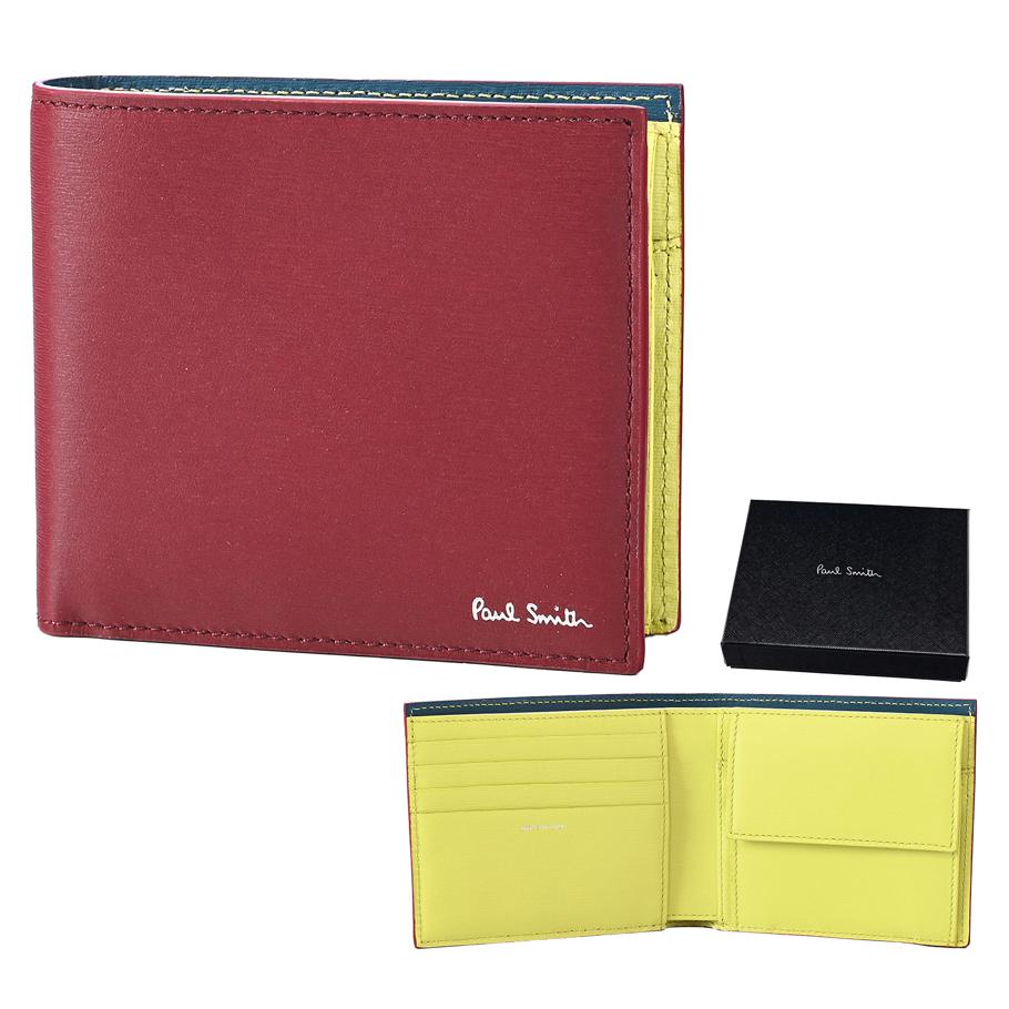 ポールスミス Paul Smith 二つ折り財布 メンズ ボルドー バイカラー 4833/KSTRGS 27 Made in ITALY 名入れ可有料 名入れ可有料 【スペシャルラッピング660円(別売り)】