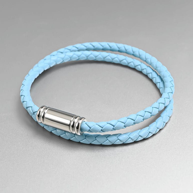 モンアート MONART ブレスレット レディース ダブルワイディング ウーブンレザー スカイブルー FLAUTO BR/88 B S Made in Italy 名入れ可有料 正規代理店