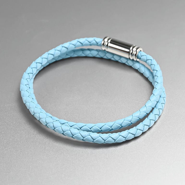 モンアート MONART ブレスレット レディース ダブルワイディング ウーブンレザー スカイブルー FLAUTO BR/88 B S Made in Italy 名入れ可有料 正規代理店