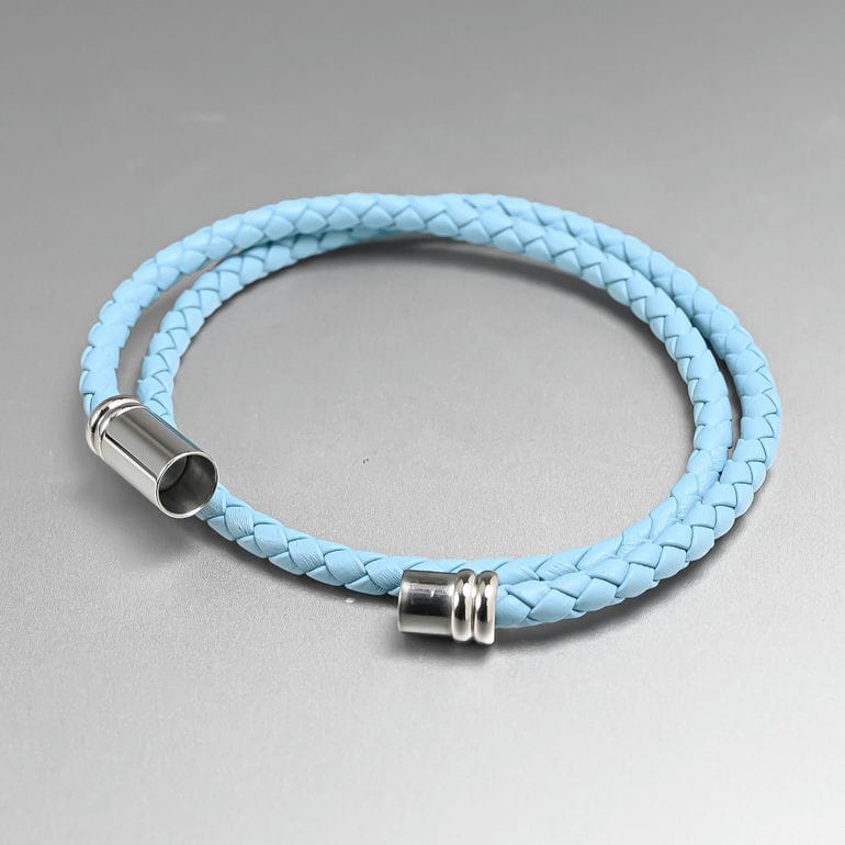 モンアート MONART ブレスレット レディース ダブルワイディング ウーブンレザー スカイブルー FLAUTO BR/88 B S Made in Italy 名入れ可有料 正規代理店