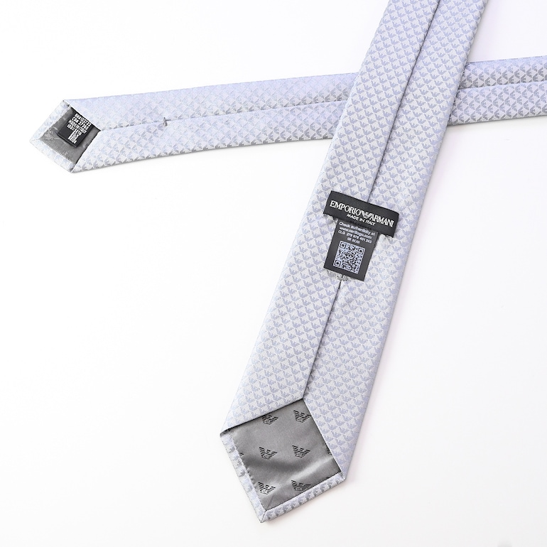 エンポリオ アルマーニ EMPORIO ARMANI ネクタイ メンズ シルバー 大剣幅7.5cm シルク100% イーグル 340075 CC113 00017 MADE IN ITALY 名入れ刺しゅう可有料