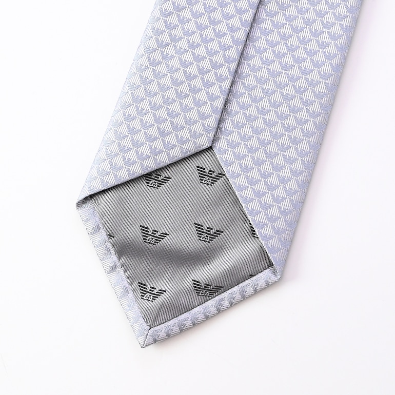 エンポリオ アルマーニ EMPORIO ARMANI ネクタイ メンズ シルバー 大剣幅7.5cm シルク100% イーグル 340075 CC113 00017 MADE IN ITALY 名入れ刺しゅう可有料