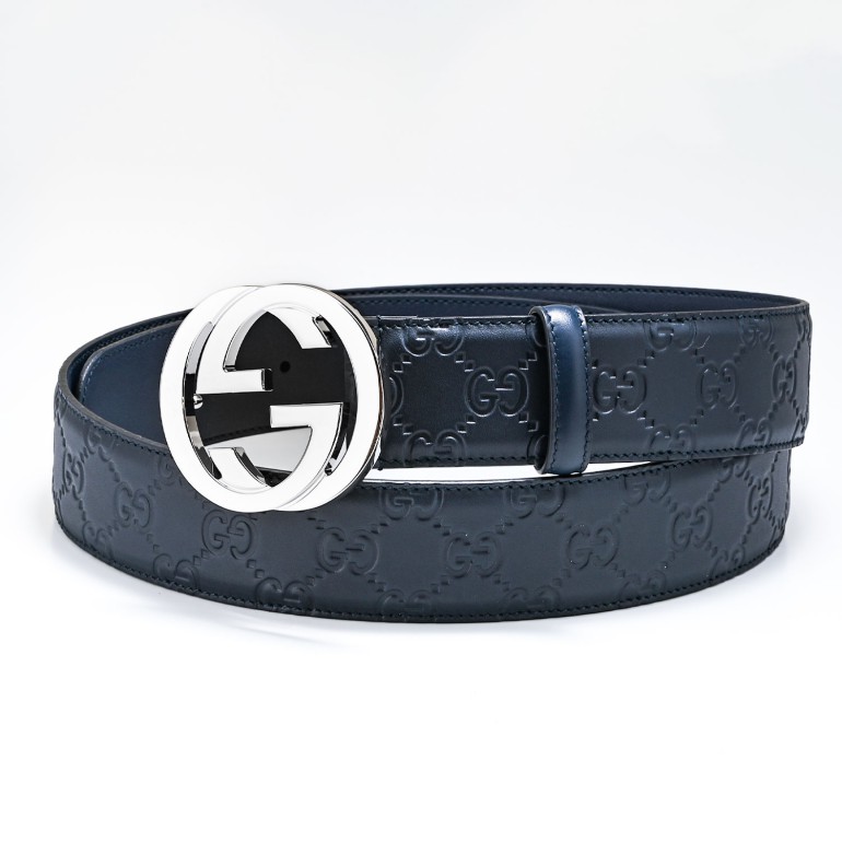 GUCCI ベルト インターロッキングG ネイビー グッチ GUCCI ベルト メンズ GGレザー グッチシマ インターロッキングG
