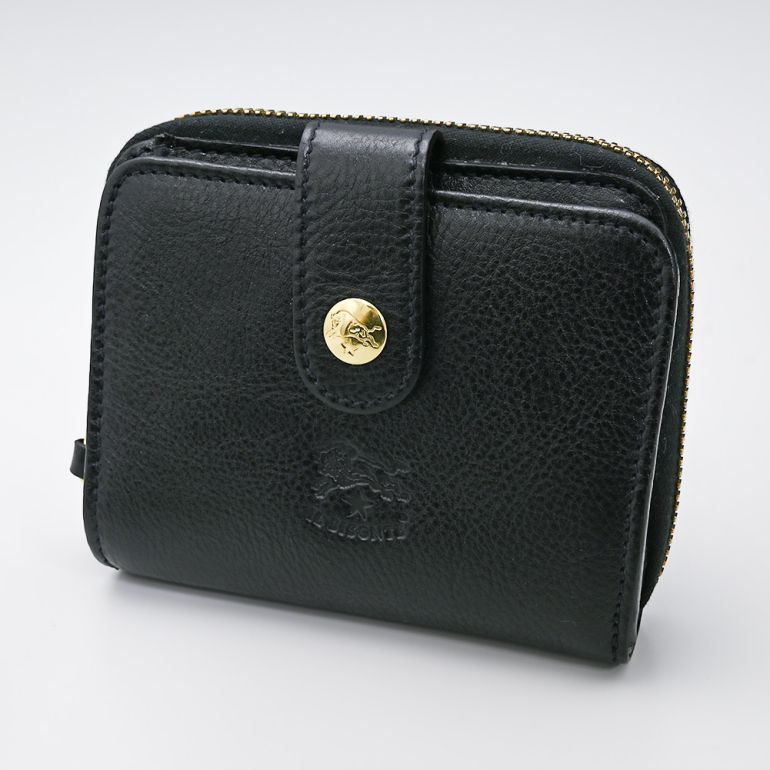 イルビゾンテ IL BISONTE 財布 二つ折り財布 ラウンドファスナー バケッタレザー ブラック SMW067PV0005BK128B 箔押し名入れ可有料【スペシャルラッピング660円(別売り)】