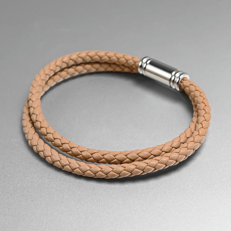 モンアート MONART ブレスレット レディース ダブルワイディング ウーブンレザー ベージュ FLAUTO BR/88 C S Made in Italy 名入れ可有料 正規代理店