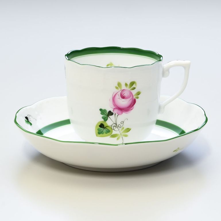 ヘレンド モカカップ&ソーサー ウィーンのバラ 洋食器 150ml 手描き 兼用カップ(ティー・コーヒー) 707000 VRH 【00707000-VRH】 カップアンドソーサー 【スペシャルラッピング660円(別売り)】