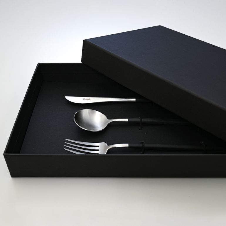 クチポール Cutipol GOA ゴア ブラック 3点セット デザート ナイフ フォーク スプーン 洋食器【名入れ対応】【スペシャルラッピング660円(別売り)】