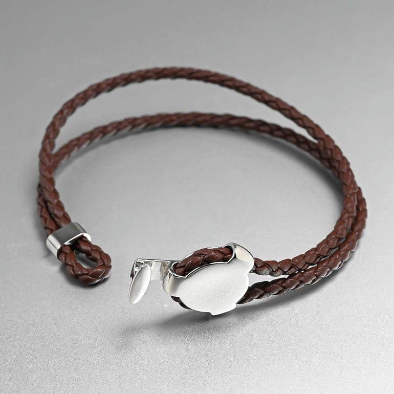 モンアート MONART ブレスレット レディース ウーブンレザー ブラウン/シルバー BITTA BR/95 B S Made in Italy 名入れ可有料 正規代理店