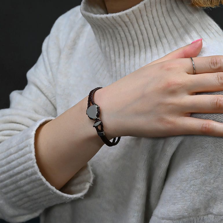 モンアート MONART ブレスレット レディース ウーブンレザー ブラウン/シルバー BITTA BR/95 B S Made in Italy 名入れ可有料 正規代理店