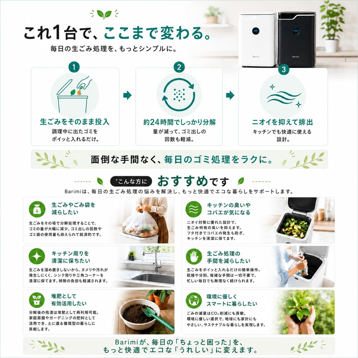 【公式】【今ならモデル010を購入でUVランプ1本プレゼント】 安心のアフターサービス 即納 ハイブリッド生ごみ処理機 バリミ Barimi 補助金 助成金対象 家庭用 半永久的に生ゴミを分解 全自動 送料無料　【ギフトラッピング不可】