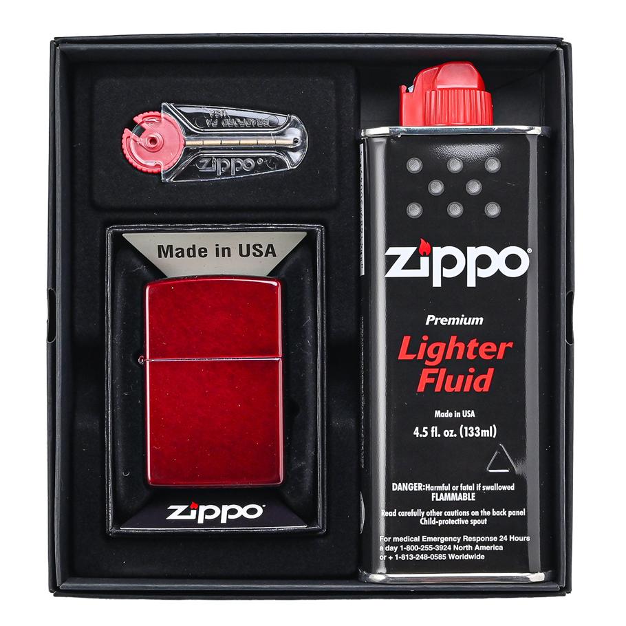 名入れ可有料】ZIPPO ジッポー ギフトセット ライター Candy Apple RED