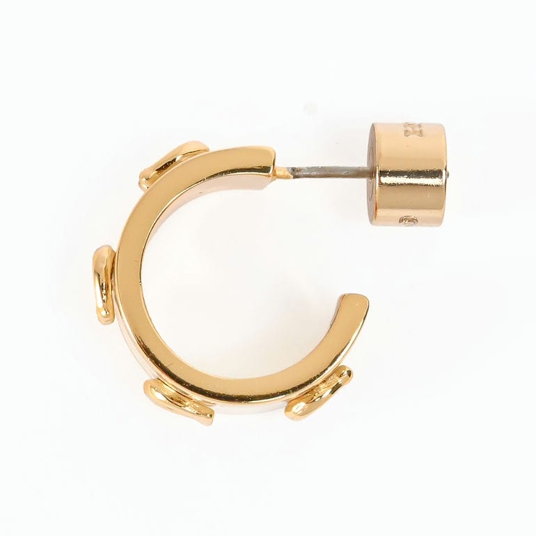 コーチ COACH ピアス フープ型スタッドピアス シグネチャー Cロゴ エナメル レディース オフホワイト ゴールド 448375GLD100 ジュエリー アクセサリー<br>【スペシャルラッピング660円(別売り)】